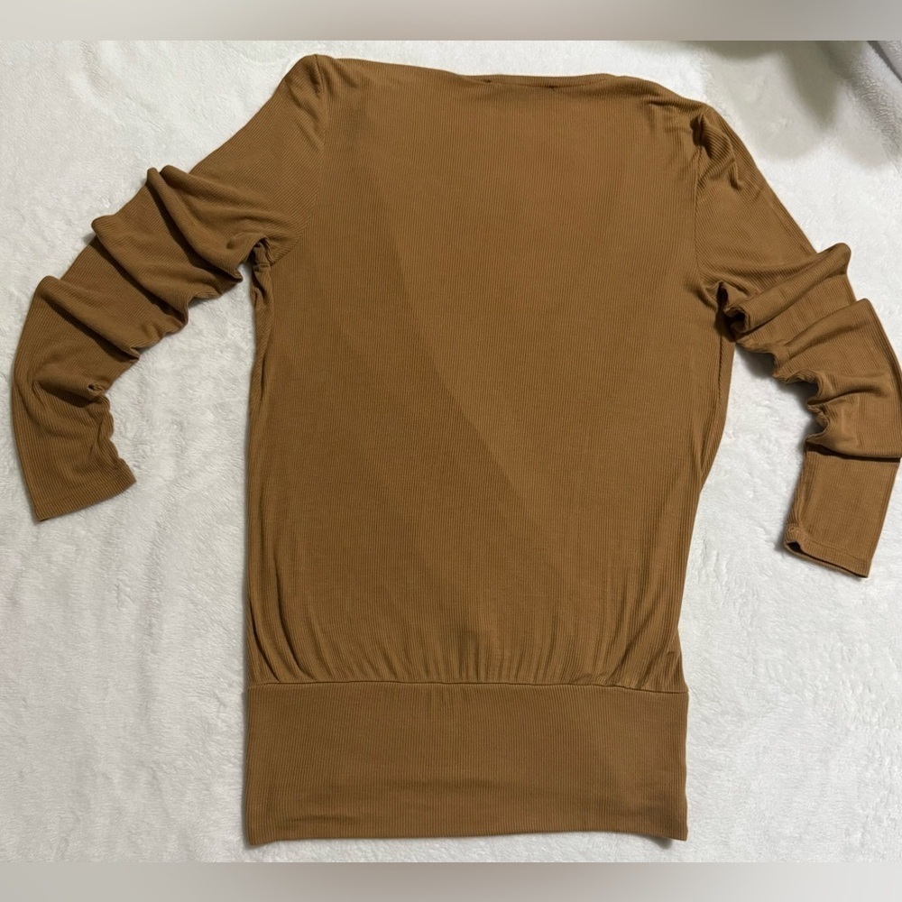 Elegant Tan Wrap ribbed Top - Picture 11 of 12